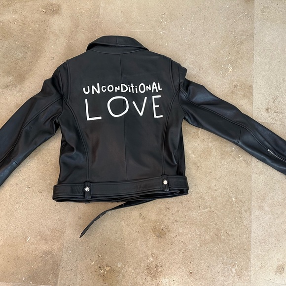 Leather Motorcycle Jacket by Artist CHELSEA  LEIFKEN / "UNCONDITIONAL LOVE” - Picture 6 of 8